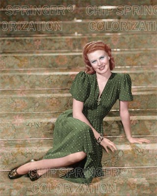 GINGER ROGERS IN GREEN SITTING ON STAIRS STUNNING COLOR PHOTO BY CHIP  SPRINGER | eBay