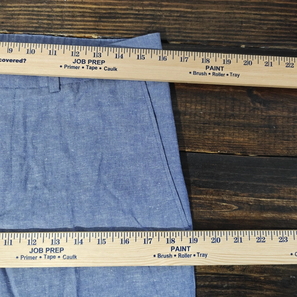 Pantalones Kenneth Cole Reaction para hombre TECHNI-COLE lino algodón azul corcho 31 x 33 NUEVO Foto 4 de 4