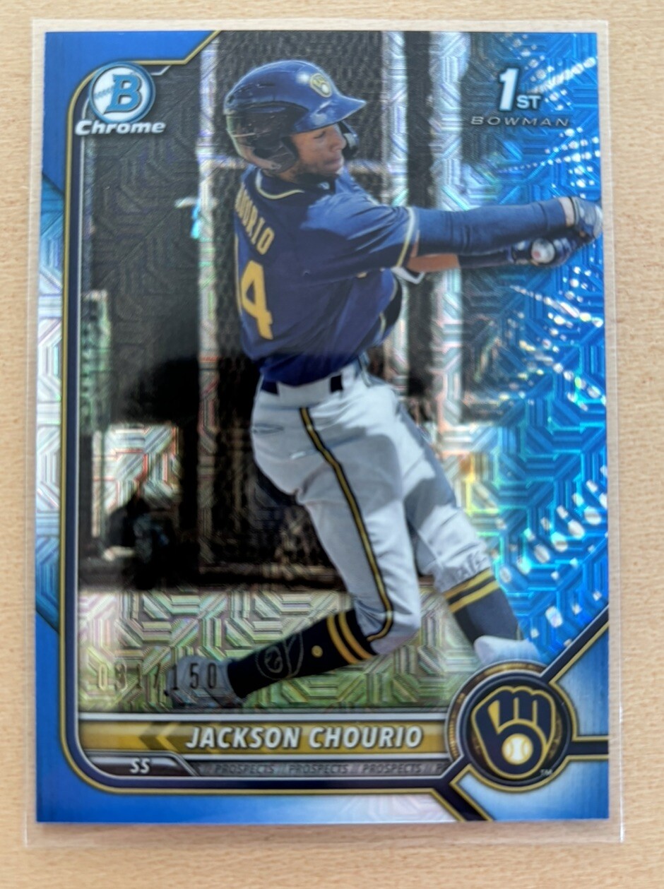 2022 Bowman Chrome 1st Jackson Chourio Mega Box Blue /150 Brewers