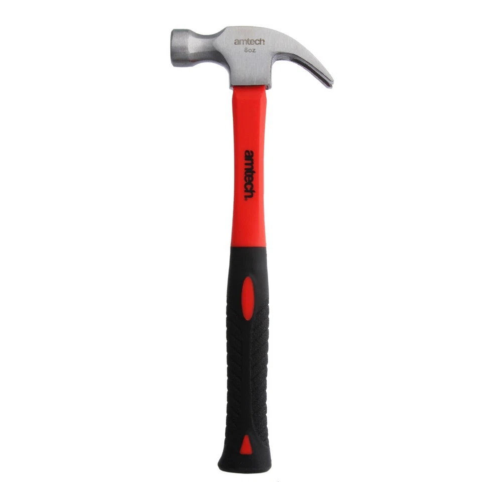 AMTECH MARTILLO DE GARRA DE FIBRA DE VIDRIO 8 OZ Acero al carbono Cabeza pulida Herramienta de agarre de goma Reino Unido Foto 2 de 3