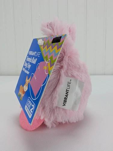 Vibrant Life Tennis Ball Dog Toy Squeaker Pink Bunny Rabbit Chew Level 2 New - Picture 4 of 8