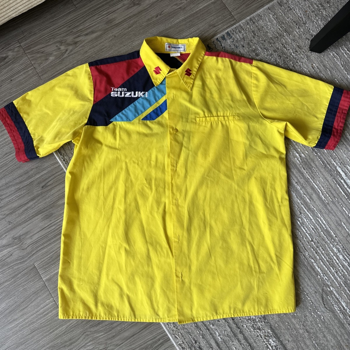 Vintage Team Suzuki Official Race Gear XL Vented Button Pit Shirt