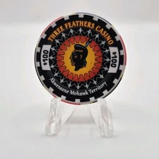 Three Feathers Casino Akwesasne Mohawk Reservation New York $100 Chip