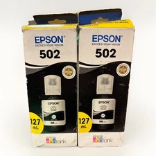 Genuine Epson 502 Black Ink Bottle 2 Pack for ET-2700 ET-2750 ET-3700 ET-3750 