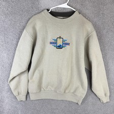 Vintage Abe Sweatshirt Mens Large Beige Horse Western Fleece Crewneck USA