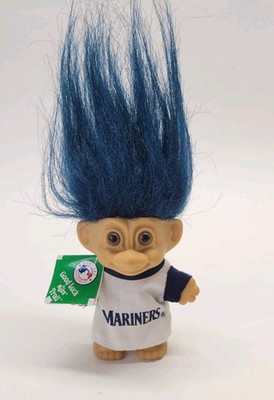 Troll Doll MLB Seattle Mariners Good Luck Troll Blue Hair Baseball Jersey 3 inch