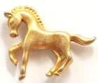 Prancing Horse Pony Gold Tone Figural Pin Tie Tack Equestrian Animal Jewelry