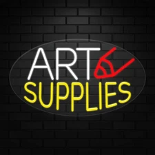 Art Supplies Sign for Business Displays | LED Flex Neon | 30"W x 17"H x 1"D