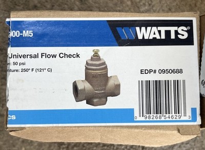 Two Way Universal Flow Check Control Valve Watts 1'', 2000-M5, 50 PSI
