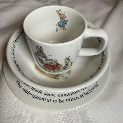 Wedgwood Beatrix Potter Peter Rabbit Children s Set Dish Plate, Bowl, Mug 3 Pc 