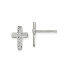 Sterling Silver Cross Pendant Earrings Men Women Minimalist Spiritual Studs