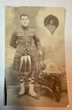 WWI WW1 Seaforth Highlander Soldier in Palestine 1918 RPPC Portrait Postcard