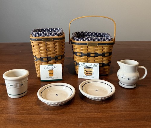 Lote de Cestas Miniatura Longaberger Collectors Club JW Dos Pasteles Residuos Cerámica