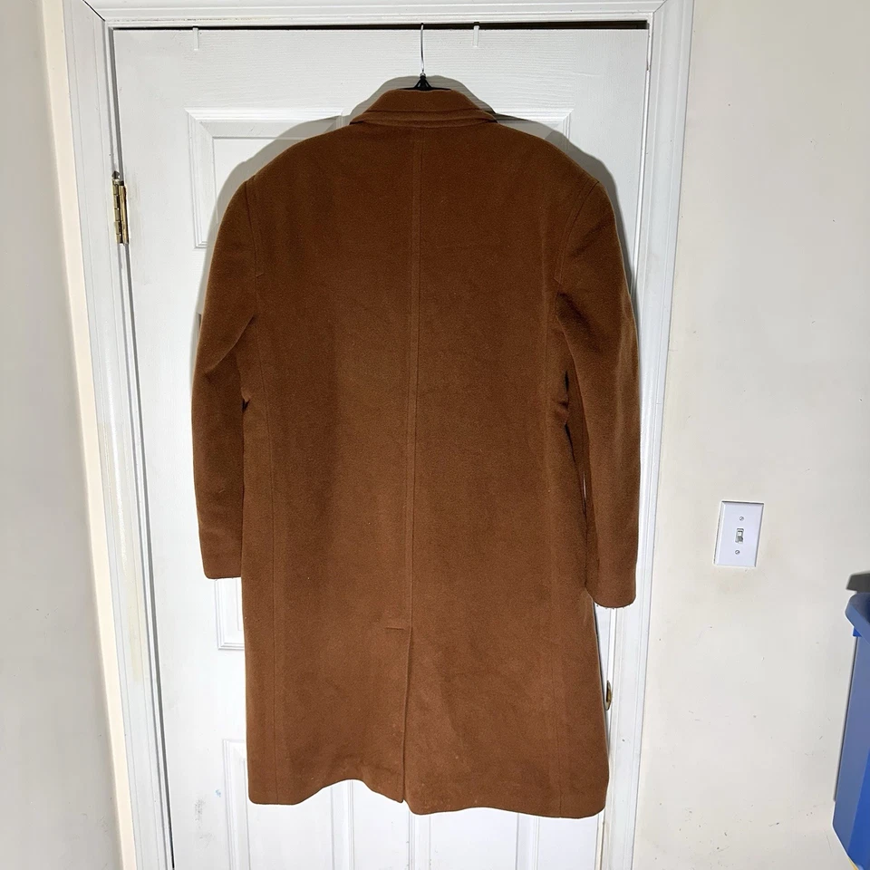 Vtg Mens Wool Cashmere Blend Overcoat Double Breasted Brown Size XL 40s Italian - Image 4 of 4