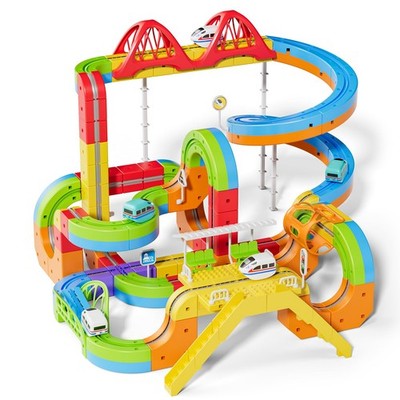 Electric Train Set 172PCS 3D Cube Track DIY Rail Block STEM Toy Kids Upgrade