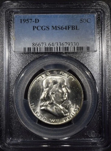 1957-D Franklin Half Dollar "PCGS MS64 FBL"