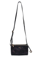Borsa a tracolla L.CREDI donna nera effetto coccodrillo elegante 23x14 cm