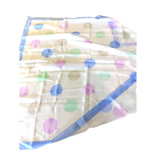 Scarf Square 29 X 29" Blue Pink Polka Dot Sheer Made In Italy