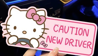 Hello Kitty Caution NEW Driver Car Sticker Free Shipping 