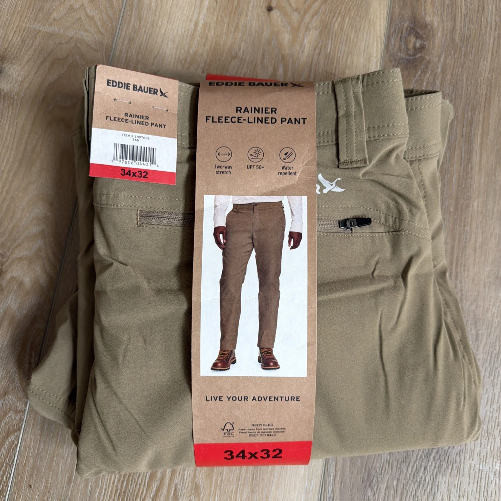 Eddie Bauer Rainier Fleece Lined Stretch Hiking Outdoor Men's Pants Size 34 X 32