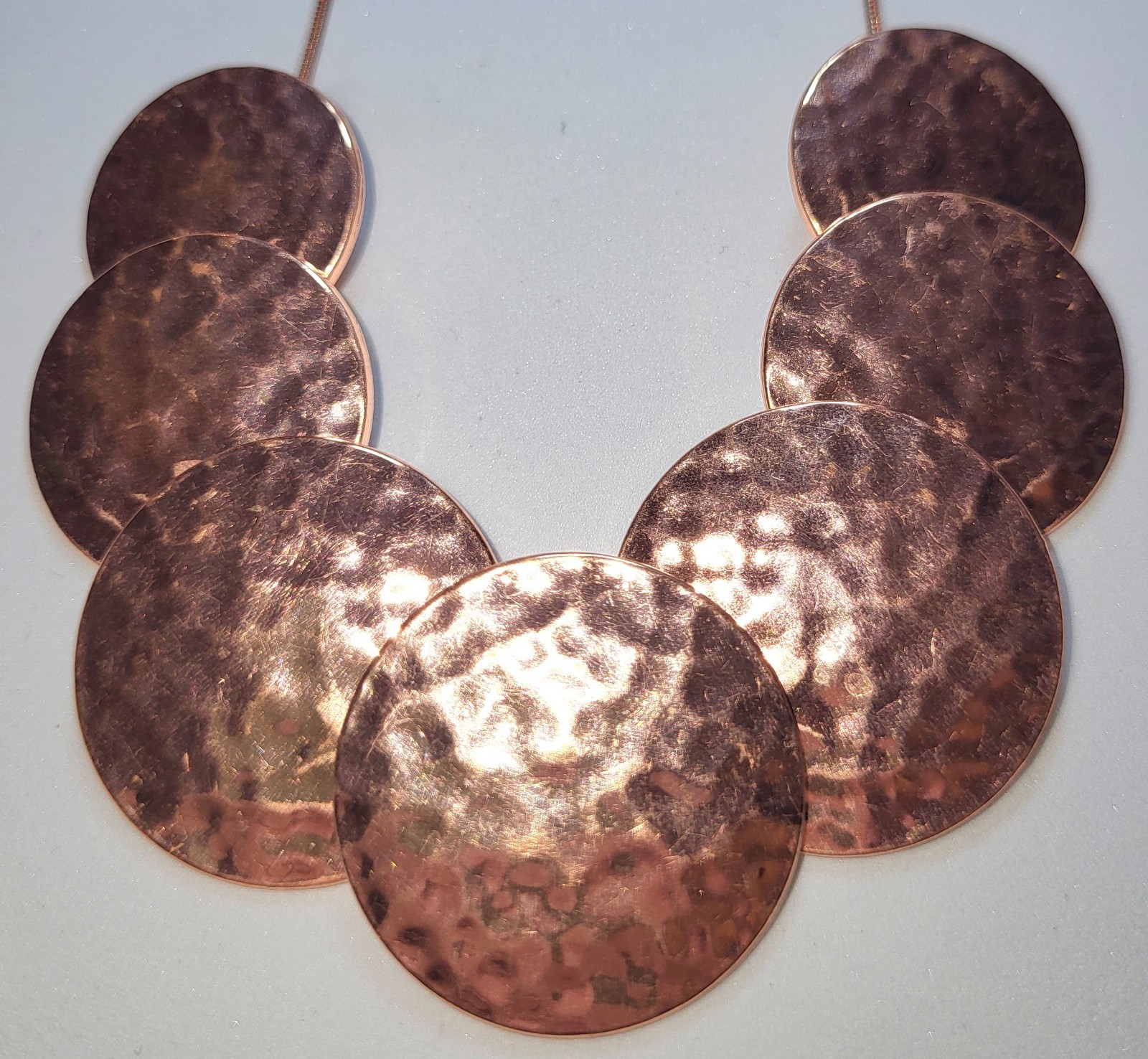 Coppertone Disk Statement Necklace  18" + Extende… - image 2