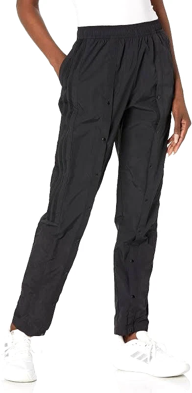 Adidas womens size M Tiro Snap front Button Pant Black Breakaway Stretch logo