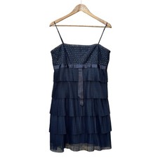 BCBG MaxAzaria Little Black Party Dress Large Y2K Tiered Tulle Vintage 2000s
