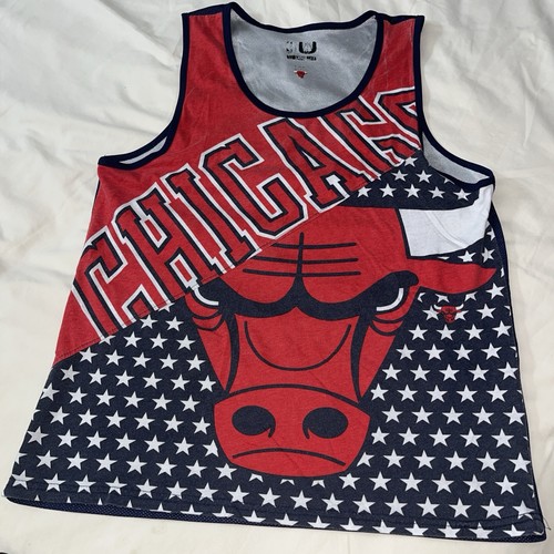 Chicago Bulls Tank Top Shirt Men's Medium Red Blue NBA Basketball Graphic Gym - Picture 13 of 24