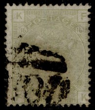 GB QV SG153, 4d sage-green plate 16, USED. Cat £150. FK