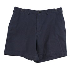 Mens Navy Blue Cotton Chino Shorts Casual Twill Flat Front Size 33