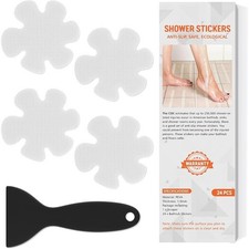 24 PCS Clear Flower Shape Non Slip Bathtub Stickers, Anti Slip Shower Floor