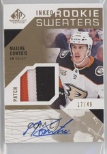2018-19 SP Game Used Inked Rookie Sweaters 17/49 Maxime Comtois Patch Auto s9v