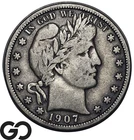 1907 Barber Half Dollar, Choice VF, Better Date