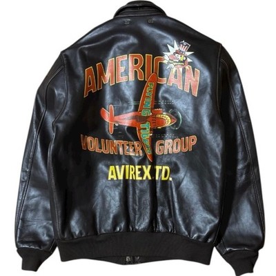AVIREX A2 Flight Jacket Genuine Leather Back Painted Brown Mens Size 40 Auth