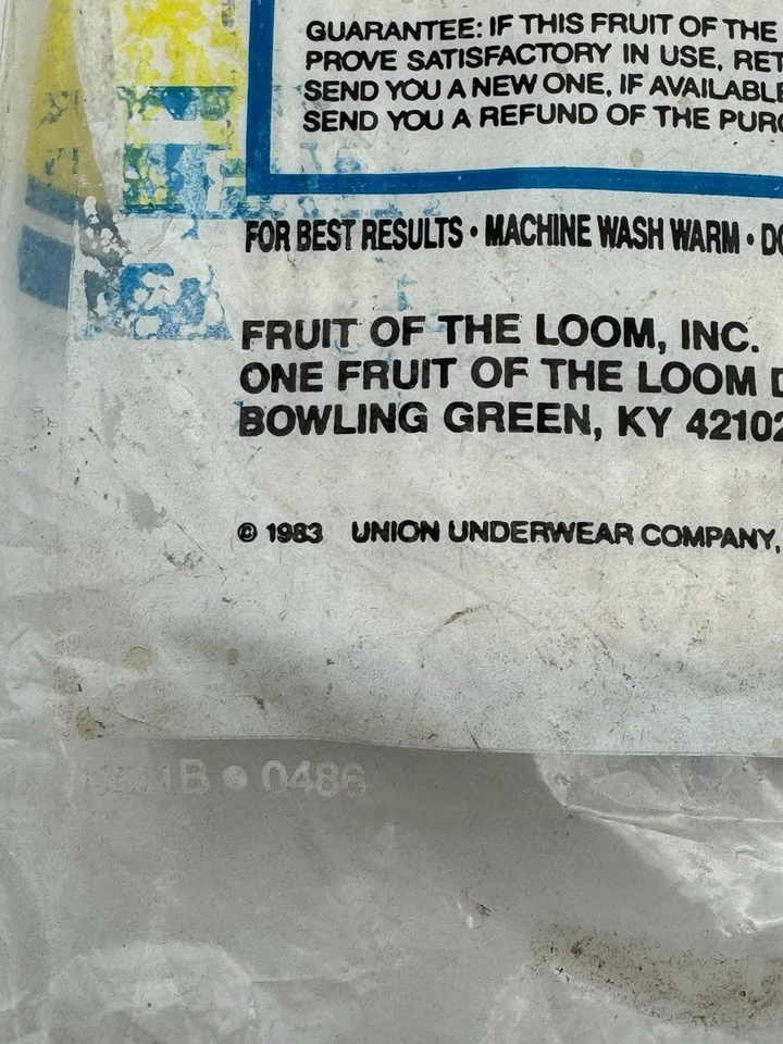 Camisa íntima térmica vintage anos 80 Fruit of the Loom NOVA 1983 FEITA NOS EUA masculina tamanho GG - Imagem 2 de 3