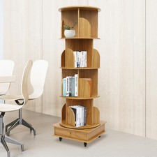 4-stöckiges Drehbares Bücherregal Stehendes Rundes Bücherregal 55.9" Bücherregal