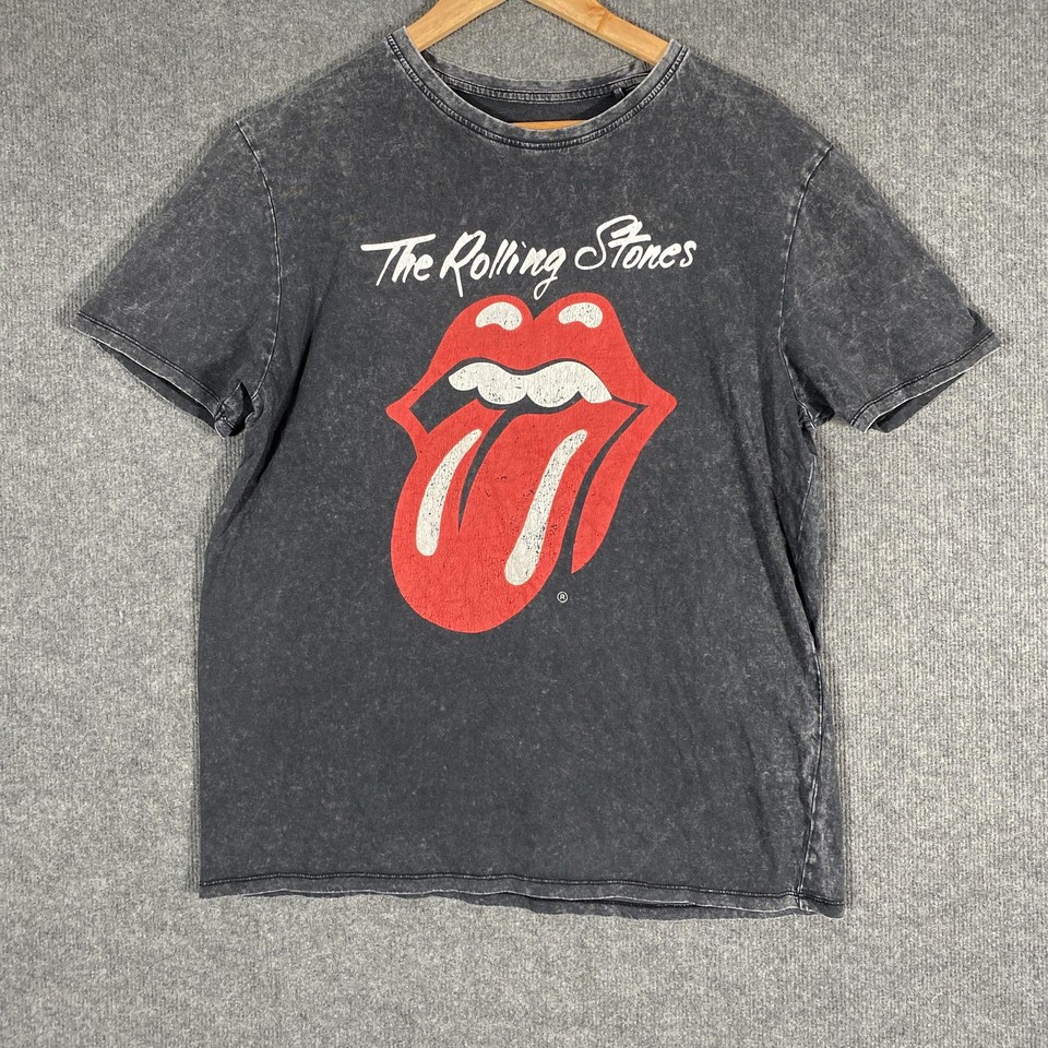 The Rolling Stones Shirt Womens L Black Tongue Graphic Band Tee Summer Casual