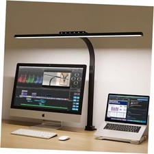Desk Lamp with Clamp, LED Eye-Caring Clip on Desk 31.5" Head with Clamp Black