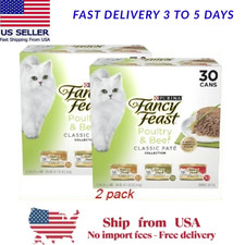NEW Purina Fancy Feast Classic Pate Food Wet Cat Food Poultry Beef 2 pack