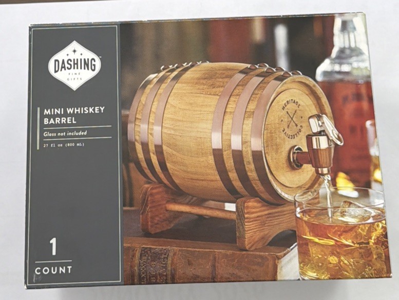 Mini Whiskey Barrel Keg Whisky Cask 27 fl oz Alcohol Dispenser Dashing Fine Gift