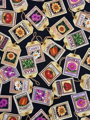Gardening Fabric Mrs. Greenthumbs Dan Morris RJR Cotton 44'' BTY