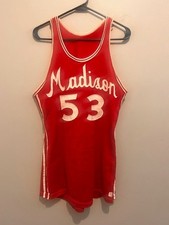 Vintage 1950s 1960s Wilson Made in USA UW Madison Basketball Jersey 44 Large