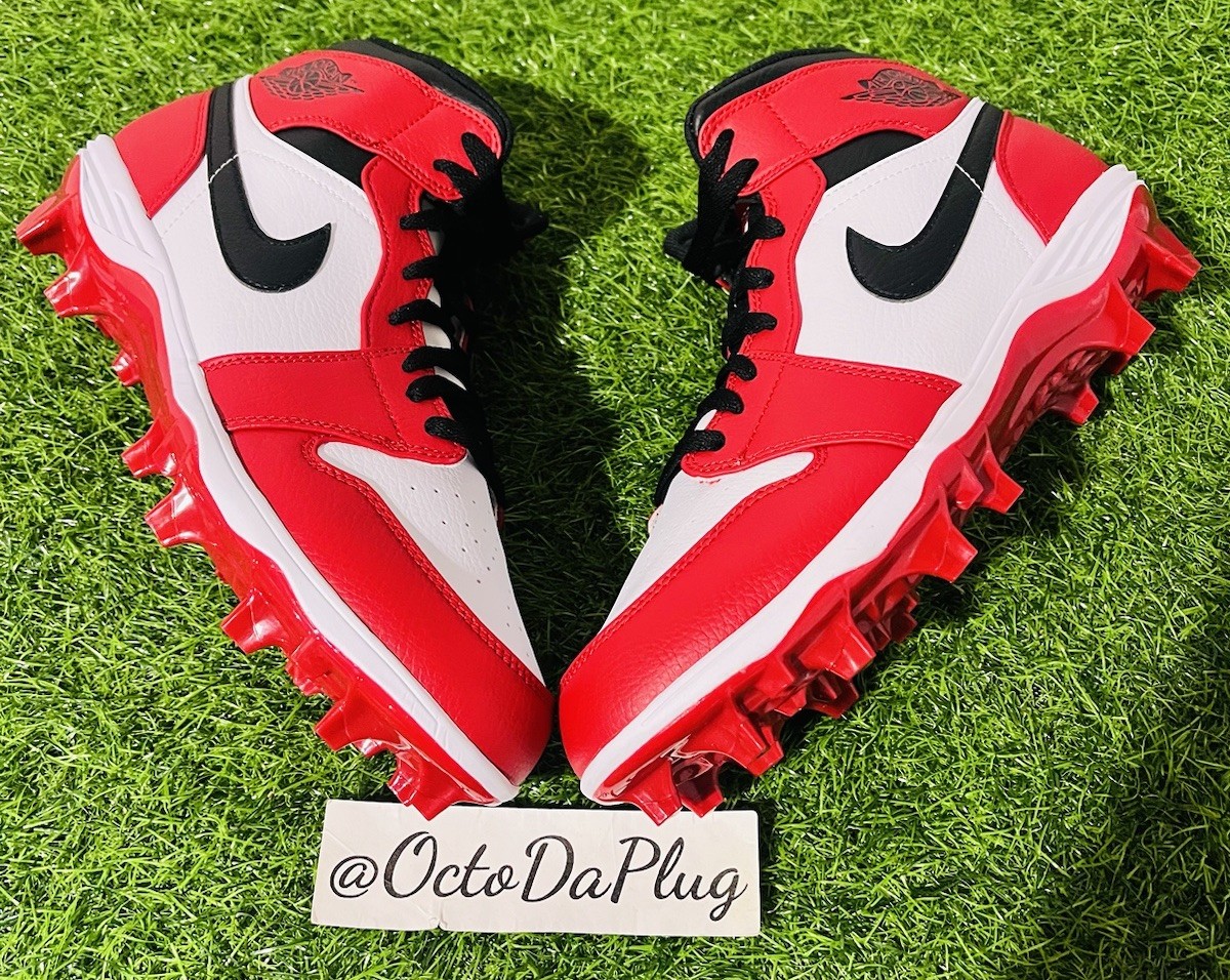 Nike Jordan 1 TD Cleat 2023 Mid Chicago Red White Black FJ6805-106 Men\'s Size 9 Air Jordan 1 Mid TD  main image 3