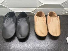 Two Pair Stelle Jazz Shoes Leather Unisex Slip On Dance Big Kid Size 1.5