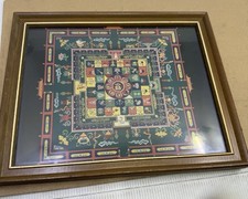 traditional Tibetan mandala Vintage Framed picture, 11 x 9&rdquo;
