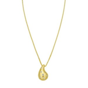 Authentic Sterling Silver Gold Plated Puffed Raindrop CZ Necklace