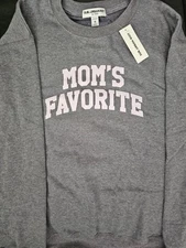 Sub-Urban Riot Mom's Favorite Crew Neck Sweatshirt Gray S NEW NWT