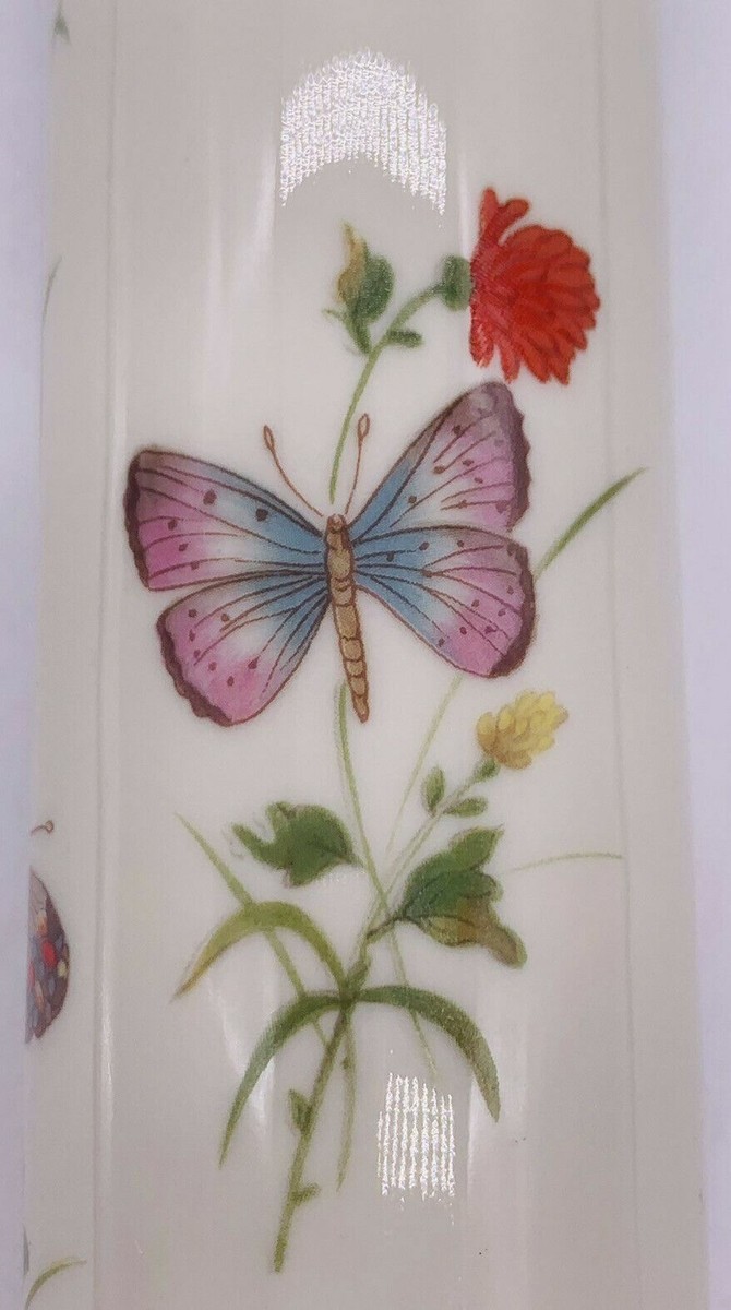 Vintage Hand Painted DEW Takahashi Vase Butterflies Floral 6 1/4