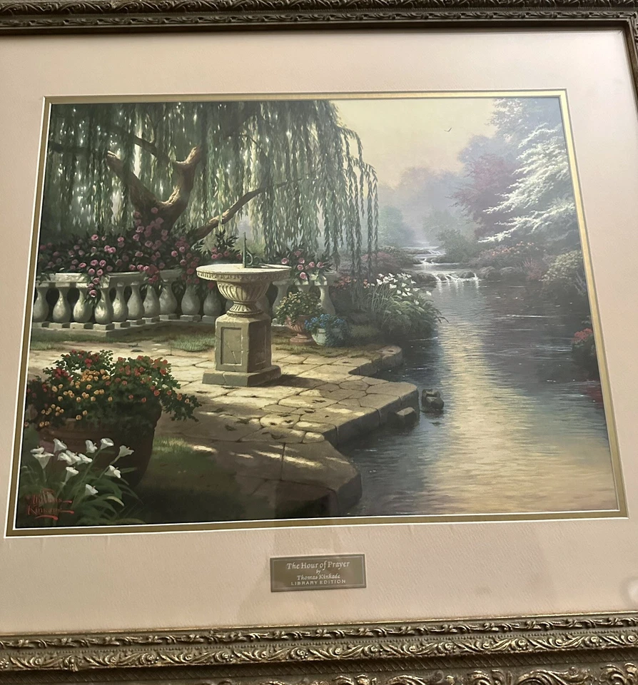 Thomas Kinkade A Hora da Oração - Edição Biblioteca - Tela Original emoldurada - Imagem 2 de 4