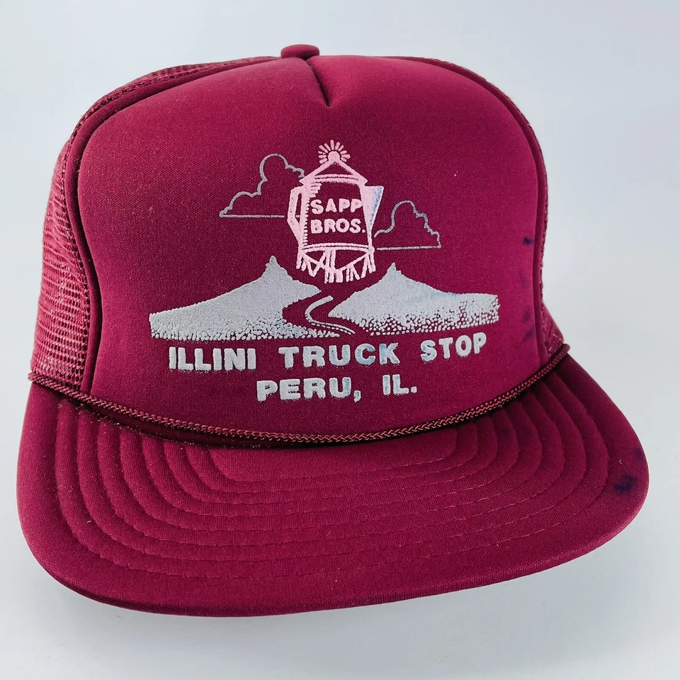 Gorra de camionero Sapp Bros Illini Truck Stop Perú Illinois malla Snapback de colección Foto 2 de 4